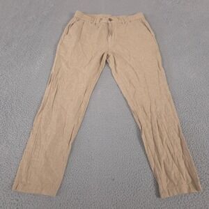 Banana Republic Pants Mens 32x29 Khaki Athletic Linen-Blend Pull-On Tapered Leg